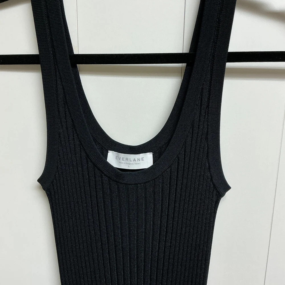 Everlane Black Ribbed Midi Dress, Large - Picture 3 of 3